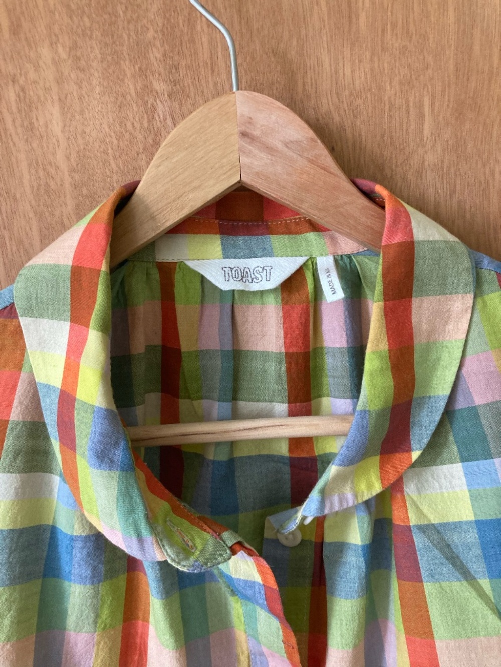 Madras cotton painter's blouse from TOAST, size UK 12 - Picture 4 of 6